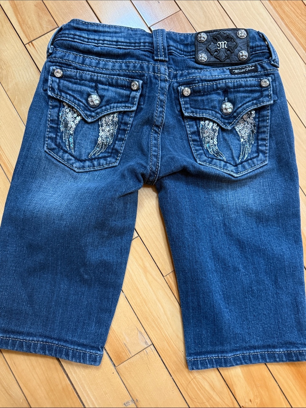 Miss Me Denim Bermuda Jeans Angel Wing Pockets - Picture 4 of 6